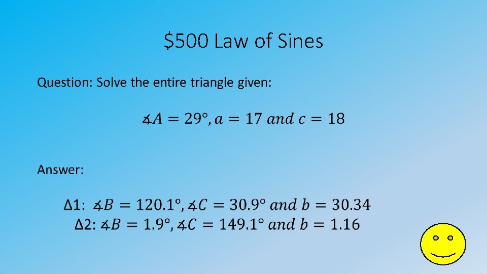 $500 Law of Sines • 