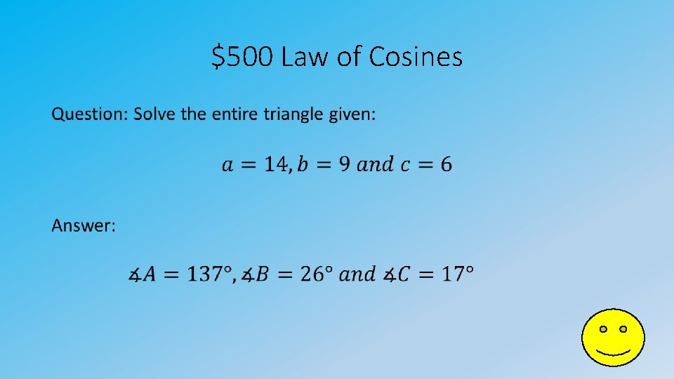 $500 Law of Cosines • 