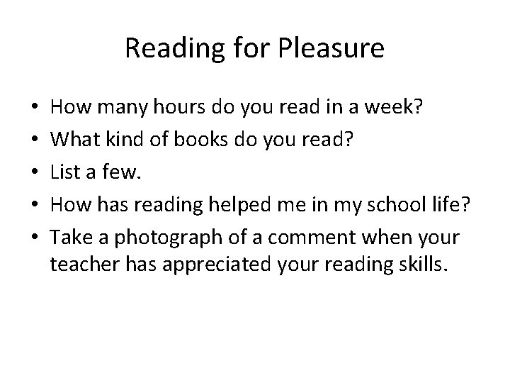 Reading for Pleasure • • • How many hours do you read in a