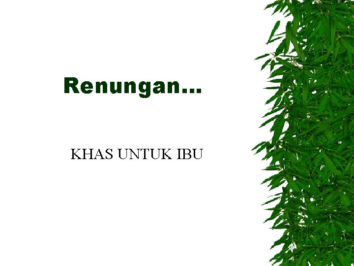 Renungan… KHAS UNTUK IBU 