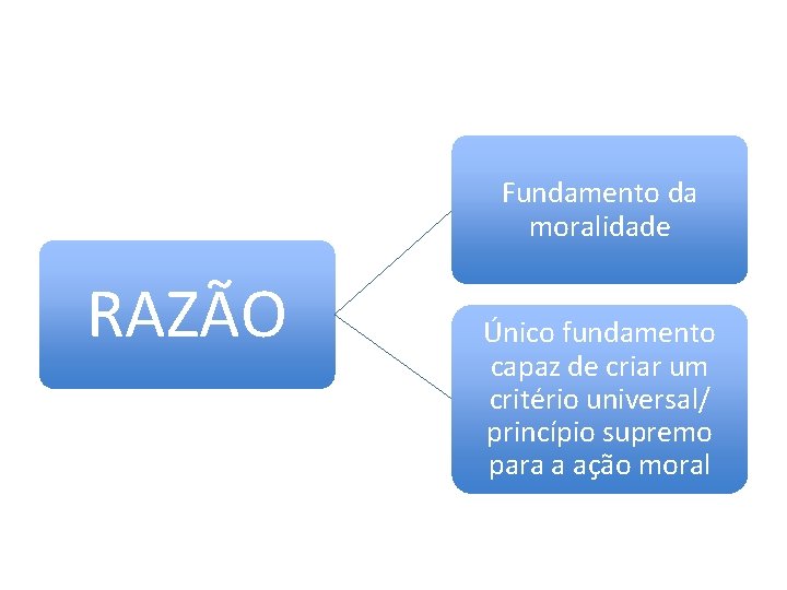 Fundamento da moralidade RAZÃO Único fundamento capaz de criar um critério universal/ princípio supremo