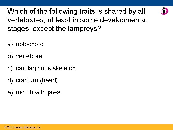 Which of the following traits is shared by all vertebrates, at least in some