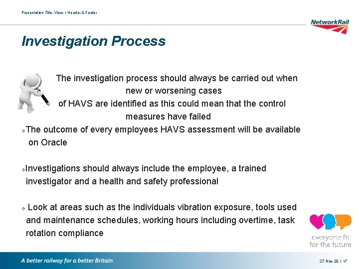 Presentation Title: View > Header & Footer Investigation Process The investigation process should always