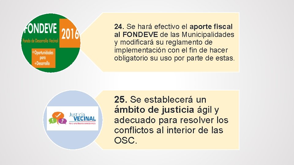 24. Se hará efectivo el aporte fiscal al FONDEVE de las Municipalidades y modificará