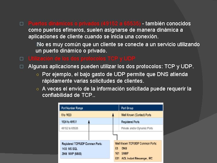 Puertos dinámicos o privados (49152 a 65535) - también conocidos como puertos efímeros, suelen