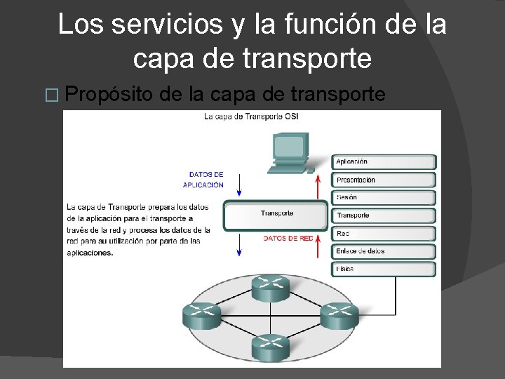 Los servicios y la función de la capa de transporte � Propósito de la