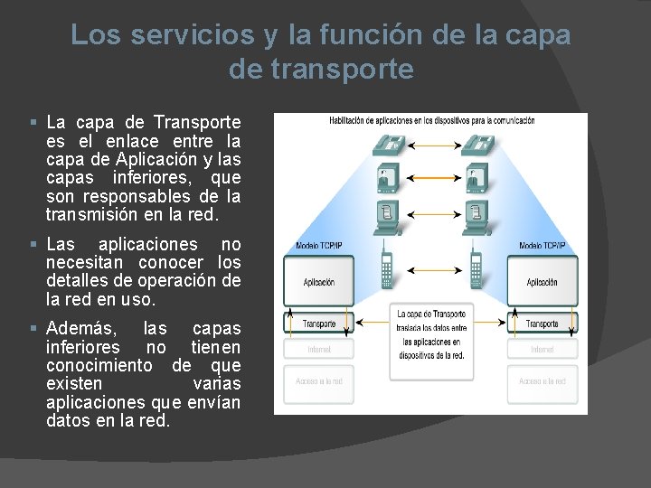 Los servicios y la función de la capa de transporte § La capa de