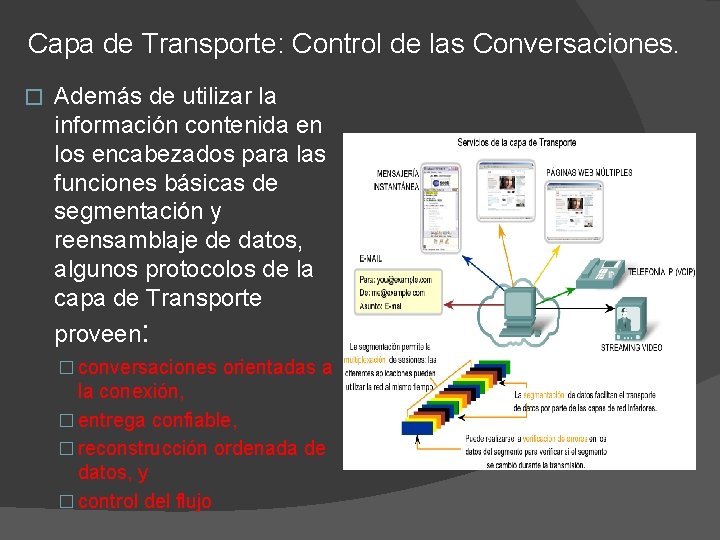 Capa de Transporte: Control de las Conversaciones. � Además de utilizar la información contenida