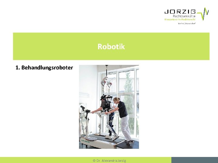 Robotik 1. Behandlungsroboter Dr. Alexandra Jorzig 