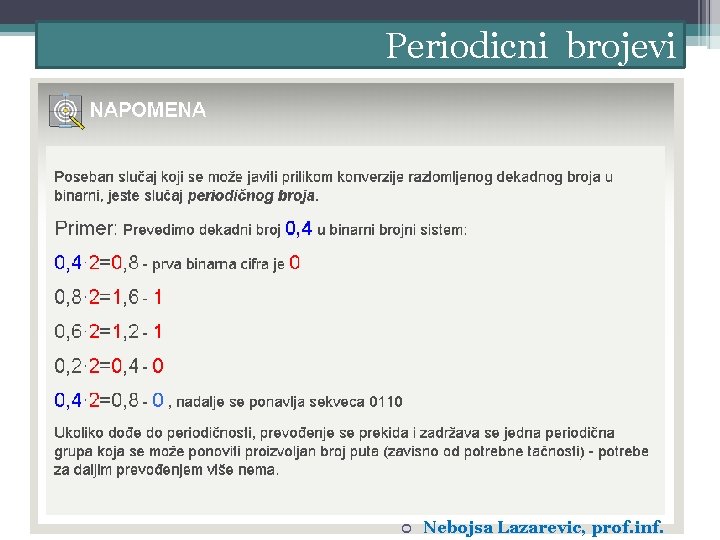 Periodicni brojevi Nebojsa Lazarevic, prof. inf. 