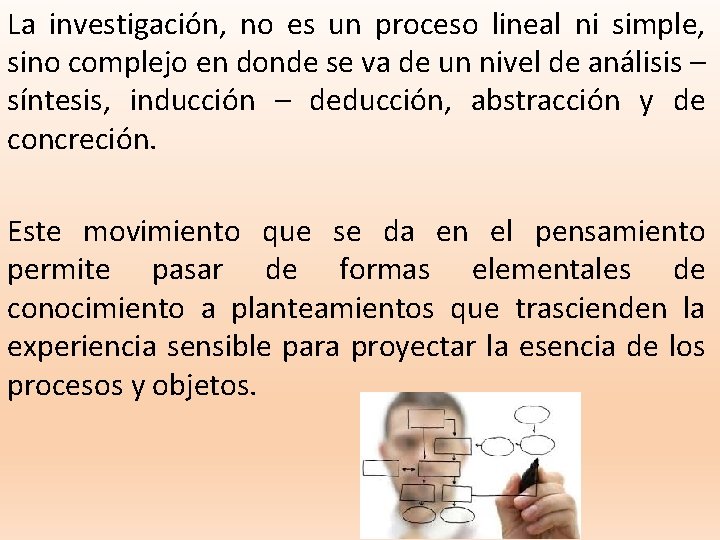 La investigación, no es un proceso lineal ni simple, sino complejo en donde se