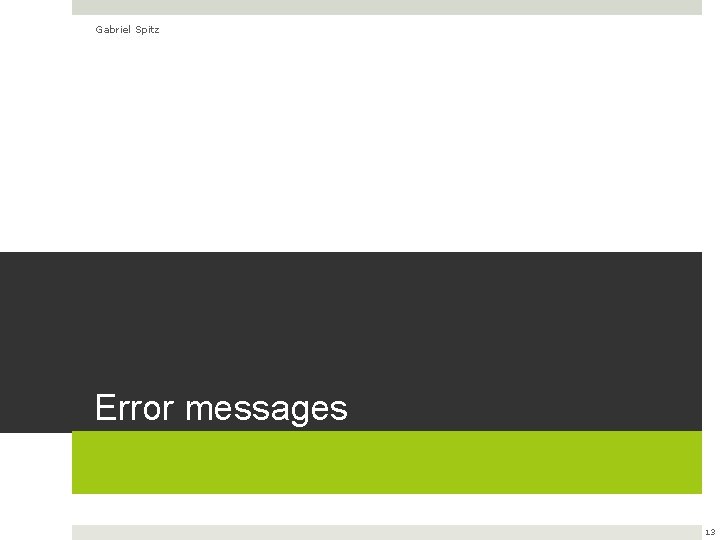 Gabriel Spitz Error messages 13 