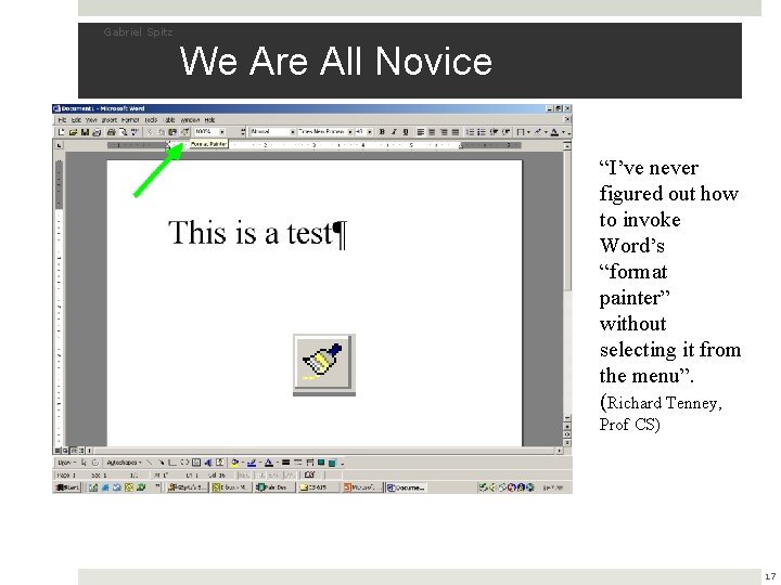 Gabriel Spitz We Are All Novice “I’ve never figured out how to invoke Word’s