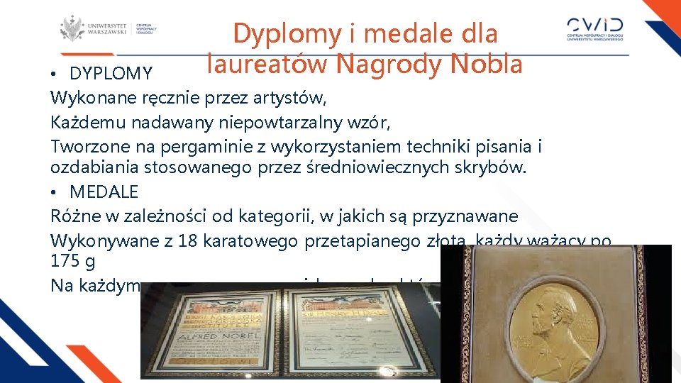 Dyplomy i medale dla laureatów Nagrody Nobla • DYPLOMY Wykonane ręcznie przez artystów, Każdemu