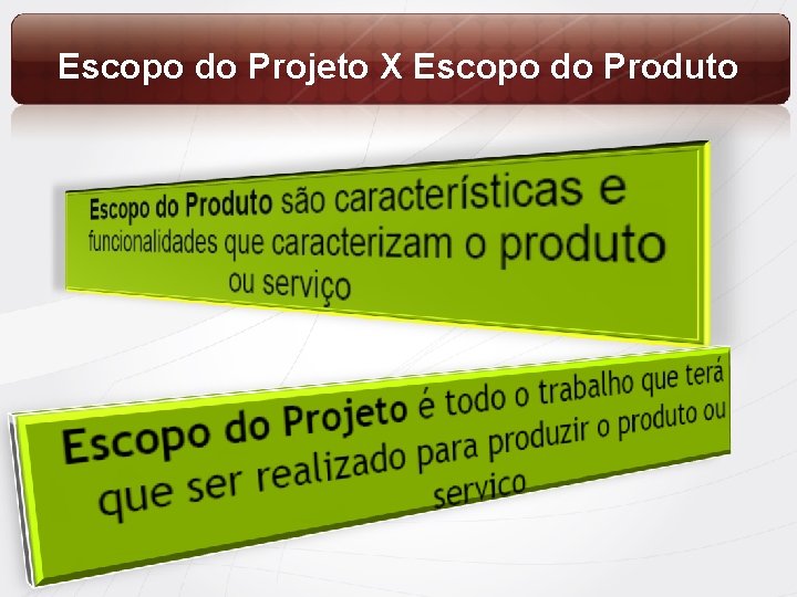 Escopo do Projeto X Escopo do Produto 