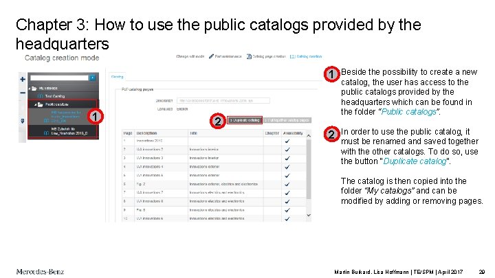 Chapter 3: How to use the public catalogs provided by the headquarters 1 2