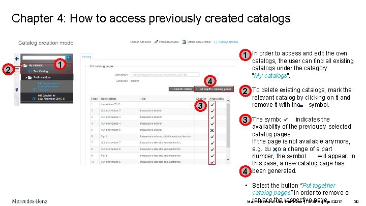 Chapter 4: How to access previously created catalogs 2 1 • In order to