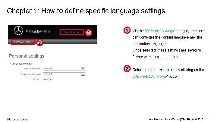 Chapter 1: How to define specific language settings 1 1 Via the “Personal settings”