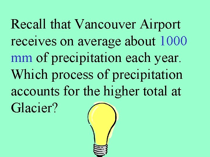 Recall that Vancouver Airport receives on average about 1000 mm of precipitation each year.