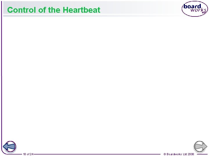 Control of the Heartbeat 18 of 24 © Boardworks Ltd 2008 