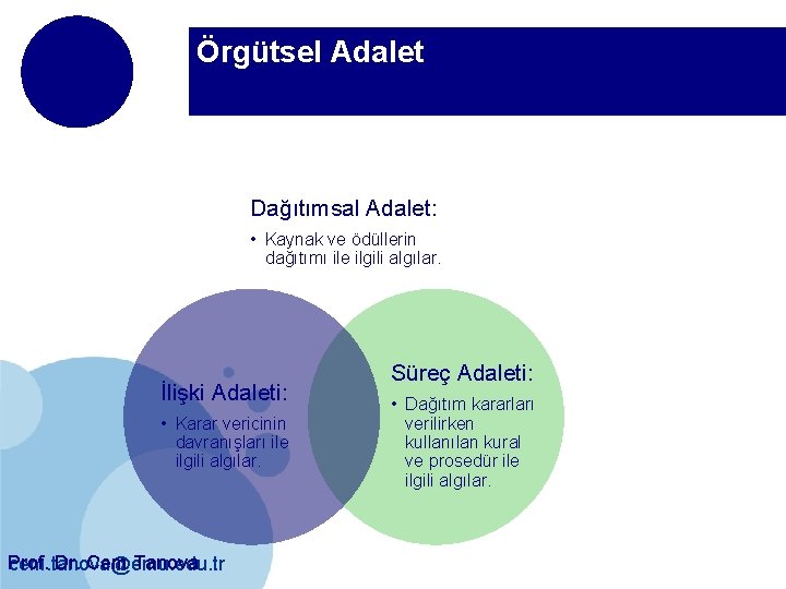 Örgütsel Adalet Dağıtımsal Adalet: • Kaynak ve ödüllerin dağıtımı ile ilgili algılar. İlişki Adaleti: