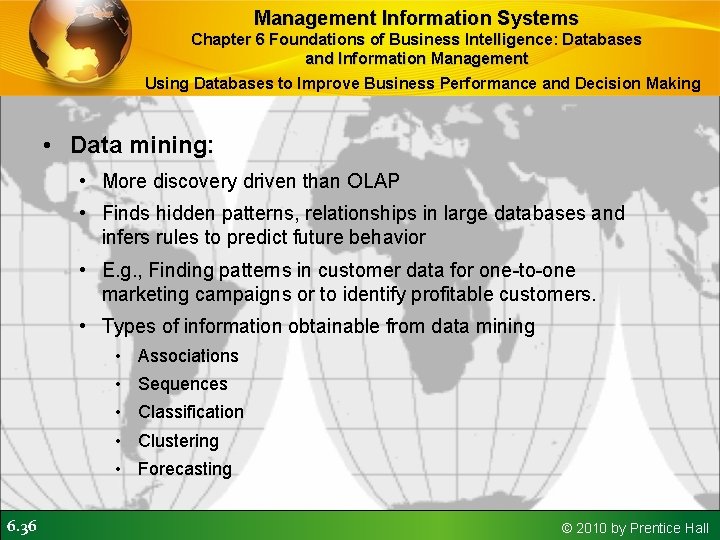 Management Information Systems Chapter 6 Foundations of Business Intelligence: Databases and Information Management Using