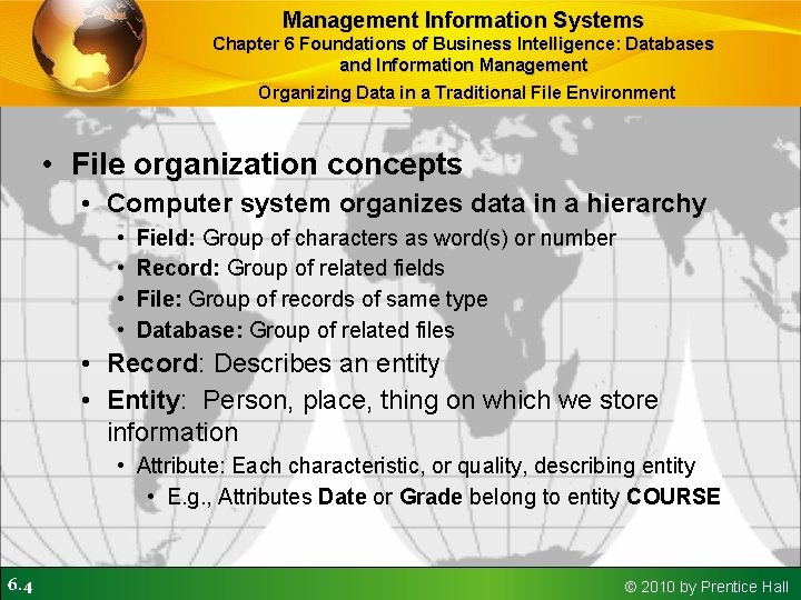 Management Information Systems Chapter 6 Foundations of Business Intelligence: Databases and Information Management Organizing