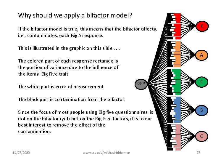 Why should we apply a bifactor model? E If the bifactor model is true,