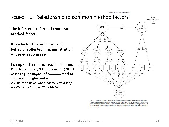 Issues – 1: Relationship to common method factors The bifactor is a form of