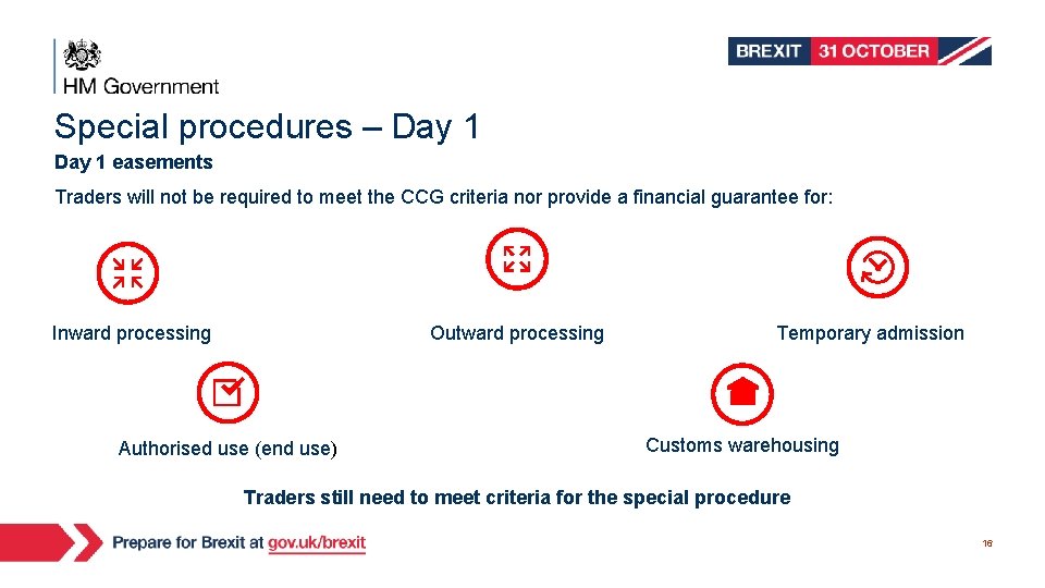 Special procedures – Day 1 easements Traders will not be required to meet the