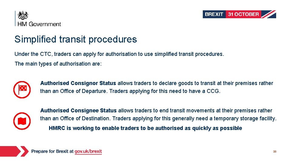 Simplified transit procedures Under the CTC, traders can apply for authorisation to use simplified