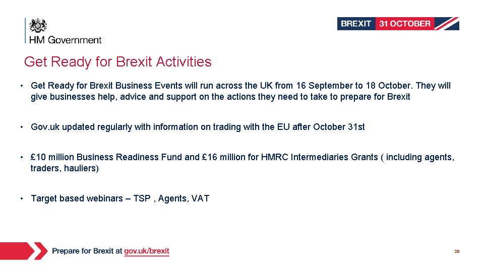 Get Ready for Brexit Activities • Get Ready for Brexit Business Events will run