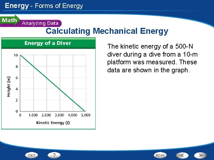 Energy - Forms of Energy Calculating Mechanical Energy The kinetic energy of a 500