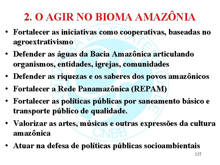 2. O AGIR NO BIOMA AMAZÔNIA • Fortalecer as iniciativas como cooperativas, baseadas no