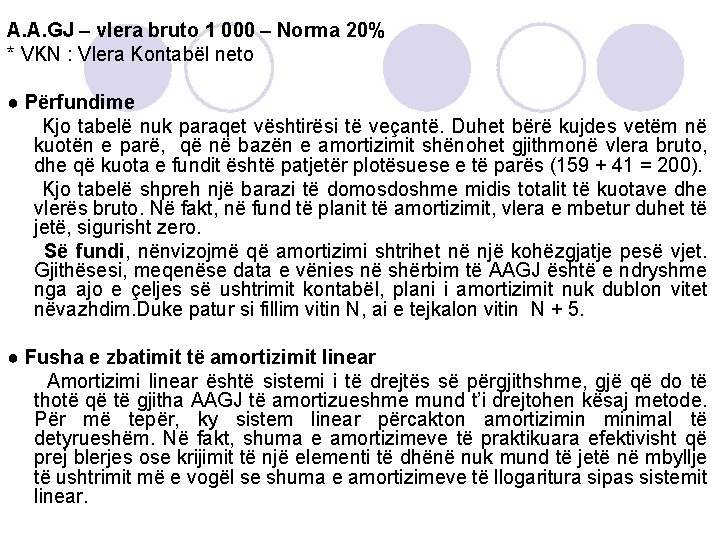 A. A. GJ – vlera bruto 1 000 – Norma 20% * VKN :