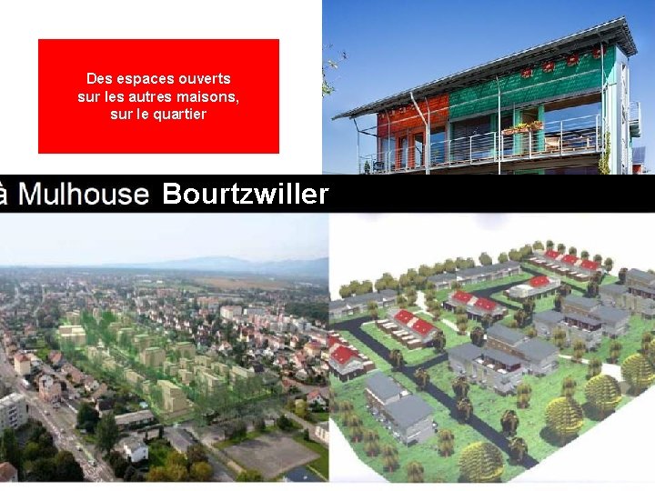 Des espaces ouverts sur les autres maisons, sur le quartier Bourtzwiller Fribourg « Sonnenschiff