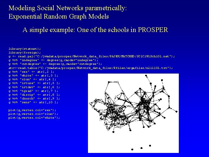 Modeling Social Networks parametrically: Exponential Random Graph Models A simple example: One of the