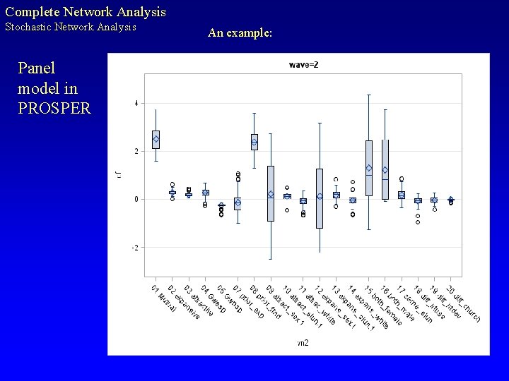 Complete Network Analysis Stochastic Network Analysis Panel model in PROSPER An example: 