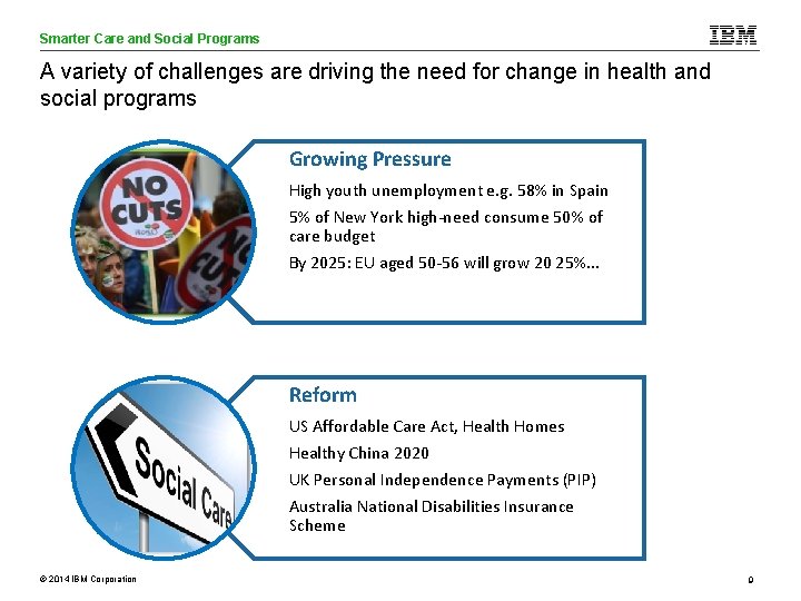 Smarter Care and Social Programs Care Analytics A variety of challenges are driving the