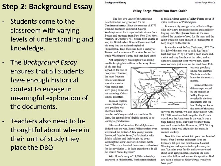 Step 2: Background Essay - Students come to the classroom with varying levels of