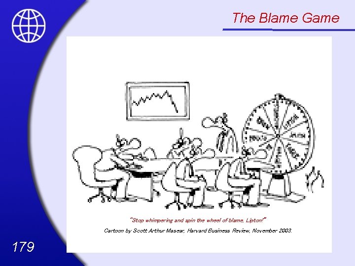 The Blame Game “Stop whimpering and spin the wheel of blame, Lipton!” Cartoon by
