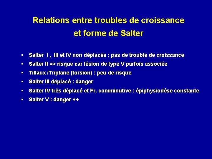 Relations entre troubles de croissance et forme de Salter § Salter I , III