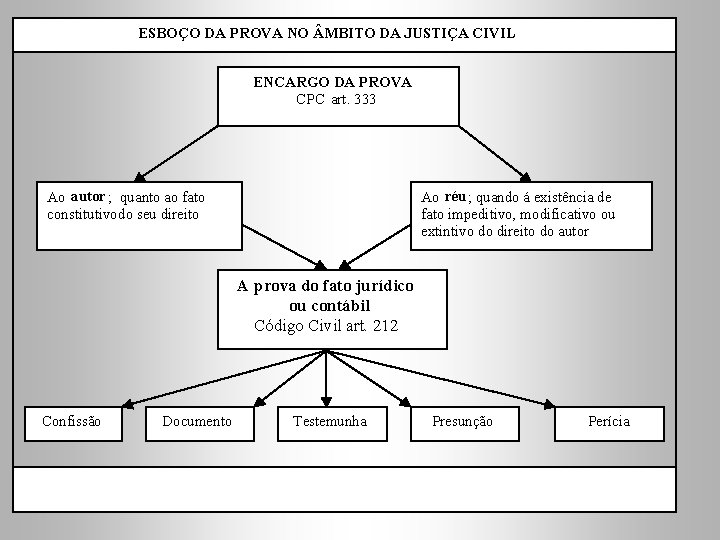  ESBOÇO DA PROVA NO MBITO DA JUSTIÇA CIVIL ENCARGO DA PROVA CPC art.