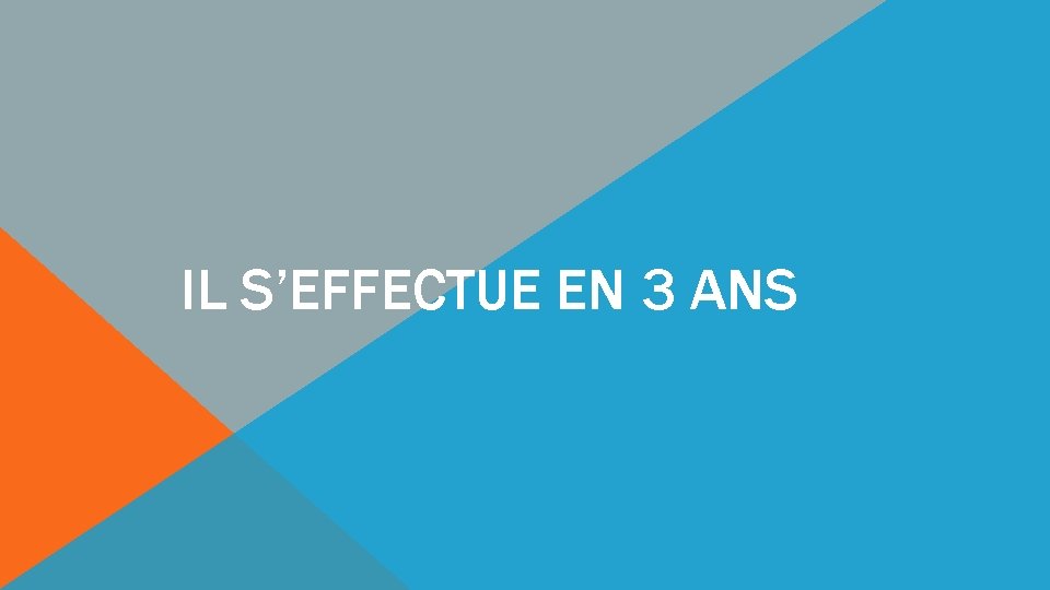 IL S’EFFECTUE EN 3 ANS 