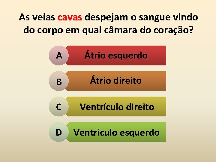 As veias cavas despejam o sangue vindo do corpo em qual câmara do coração?