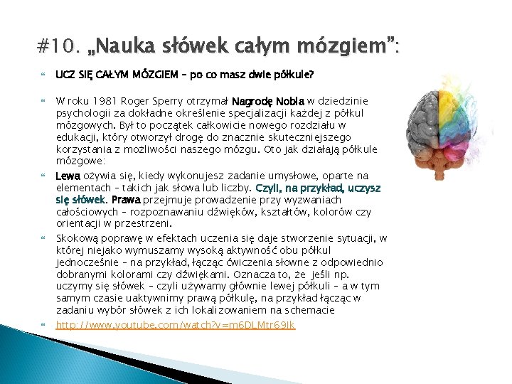  #10. „Nauka słówek całym mózgiem”: UCZ SIĘ CAŁYM MÓZGIEM – po co masz