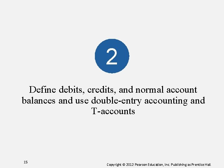 2 Define debits, credits, and normal account balances and use double-entry accounting and T-accounts