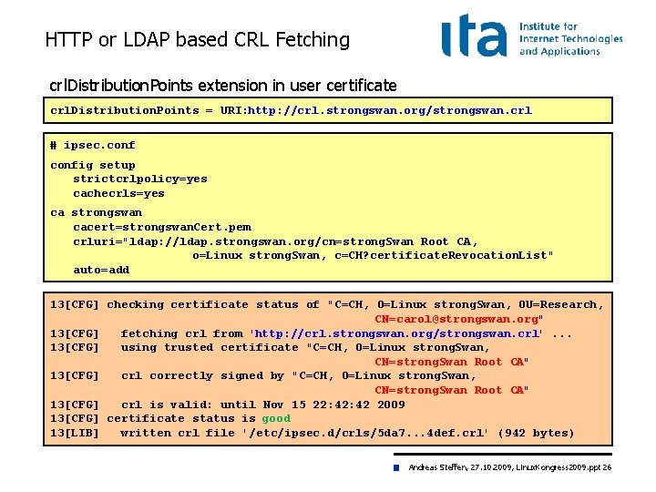 HTTP or LDAP based CRL Fetching crl. Distribution. Points extension in user certificate crl.