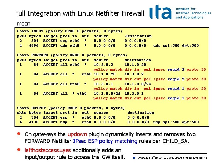 Full Integration with Linux Netfilter Firewall moon Chain INPUT (policy DROP 0 packets, 0