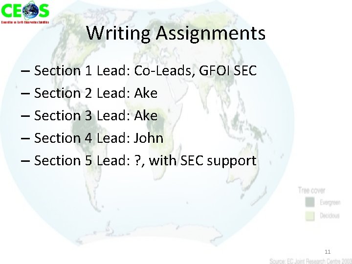 Writing Assignments – Section 1 Lead: Co-Leads, GFOI SEC – Section 2 Lead: Ake